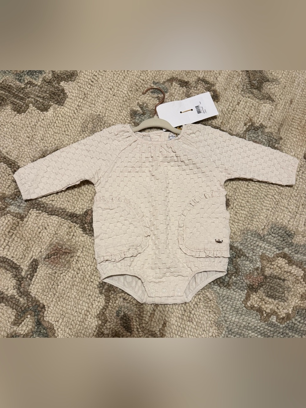 Textured Baby Romper in Light Cream